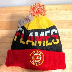 American Needle Calgary Flames Knit Beanie Red Yellow Black Winter Hat